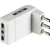 Adattatore 16a piatto triplo bianco