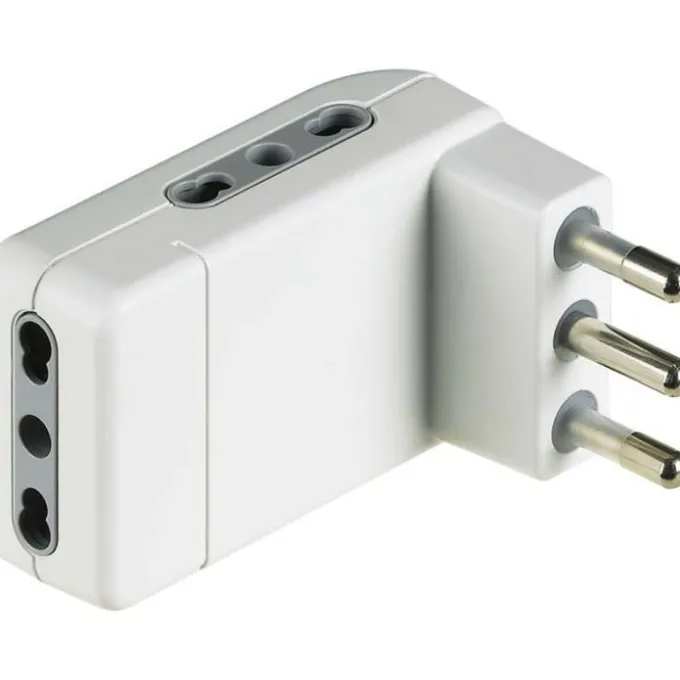 Adattatore 16a piatto triplo bianco