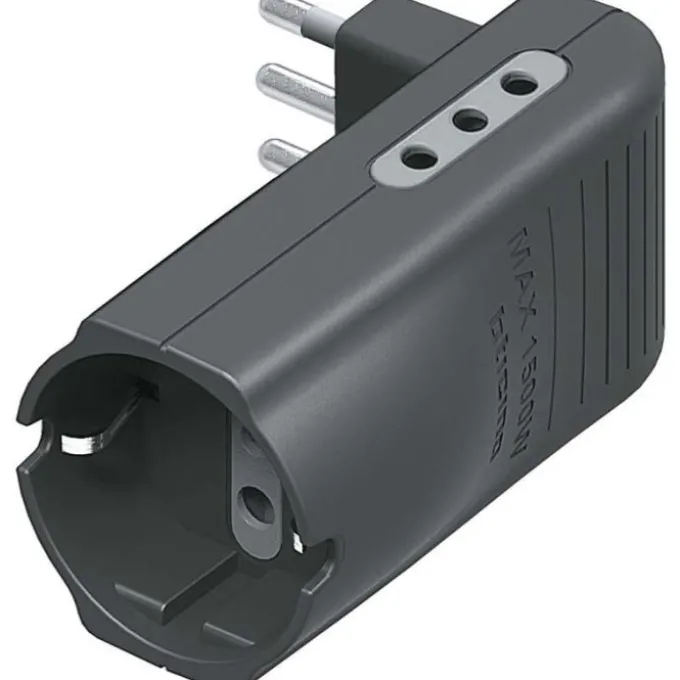 Adattatore salvaspazio corner-2 prese bipasso 10/16a e 1 presa tedesca tipo p30