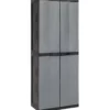Armadio in resina, tuttopiani 4 ripiani, 65x37xh.165 cm, colore grigio/nero