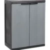 Baltix Armadio in resina, basso, 65x37xh.85 cm, colore grigio/nero