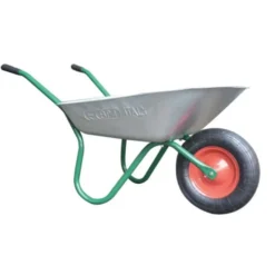 Baltix Carriola per giardino, in lamiera zincata, con ruota pneumatica, 70 lt