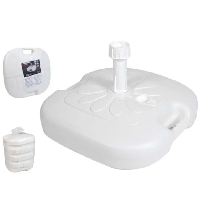 Base ombrellone, in plastica, 44x44x12 cm, colore bianco