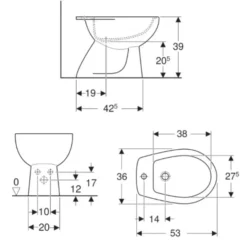Bidet a pavimento geberit colibrì, in vetrochina, colore bianco, per rubinetti monoforo