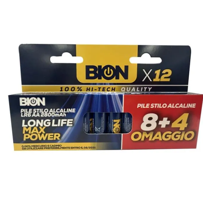 Bion Batterie alcaline 12 pz, stilo aa