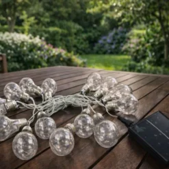 Bion Catena luminosa a led a Goccia ip44a ricarica solare, cavo bianco