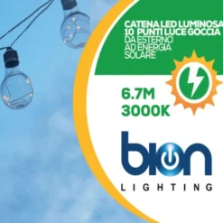 Bion Catena luminosa a led a Goccia ip44a ricarica solare, cavo bianco