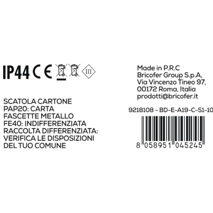 Bion Catena luminosa a led a Goccia ip44a ricarica solare, cavo bianco