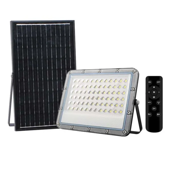 Bion Faro led ad energia solare, 300w, 3000lm, 4000k, ip65, dimmerabile, funzione automatica, timer, pannello monocristallino 35w, 34,8x4,4xh.25,6 cm