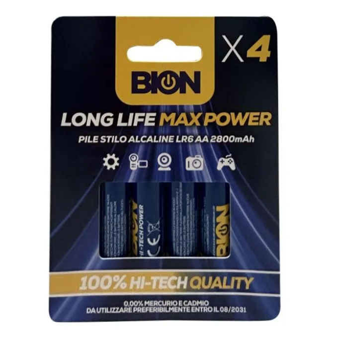 Bion 4 pz batterie alcaline, stilo aa