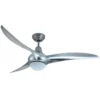 Bion Ventilatore da soffitto, 3 pale 116 cm, 70w, con luce led 15w 2000lm, 3 velocita', timer, con telecomando, colore silver