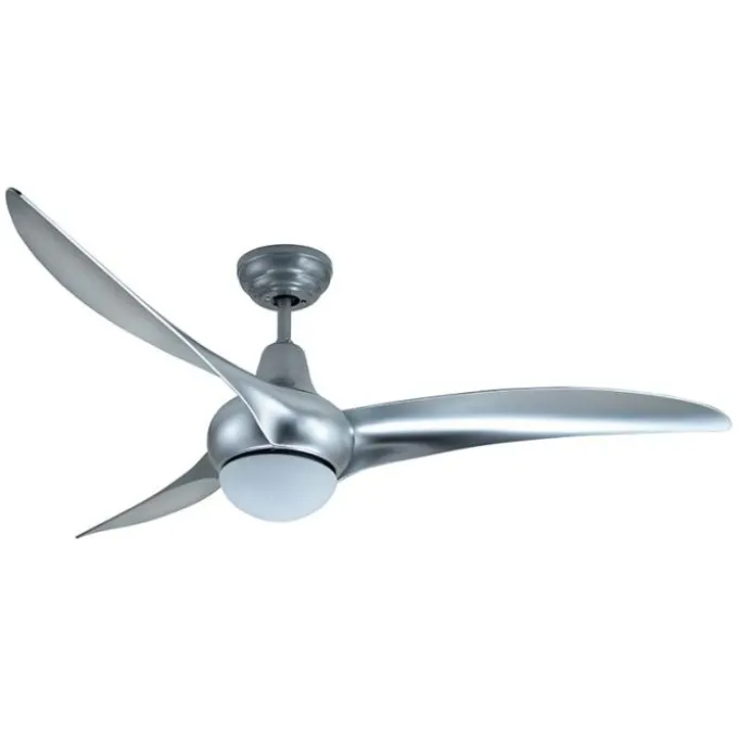 Bion Ventilatore da soffitto, 3 pale 116 cm, 70w, con luce led 15w 2000lm, 3 velocita', timer, con telecomando, colore silver