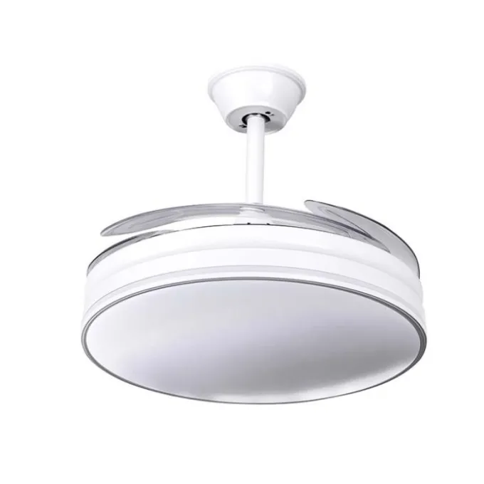 Bion Ventilatore da soffitto pale retrattili 106 cm, potenza 25w, 3 pale in abs, con luce led 26w 3500lm, 3 cct, 3 velocita', timer, con telecomando, colore bianco