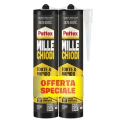 Bipack millechiodi forte & rapido 2x400 gr, adesivo di montaggio extraforte per sostituire chiodi e tasselli