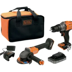 Black+decker Trapano + smerigliatrice 18v brushless, batteria 2,5 ah