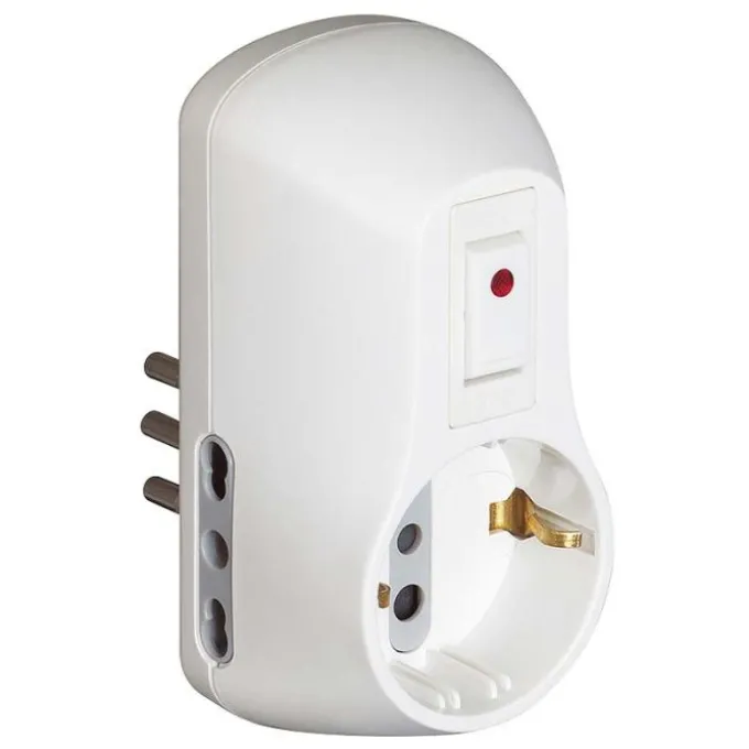 Bticino Adattatore safe 1 presa standard tedesca e 2 prese 10a con interruttore di sicurezza - bianco