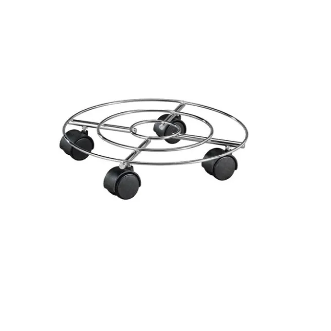 Carrello sottovaso con ruote in filo acciaio cromato Ø 30 cm