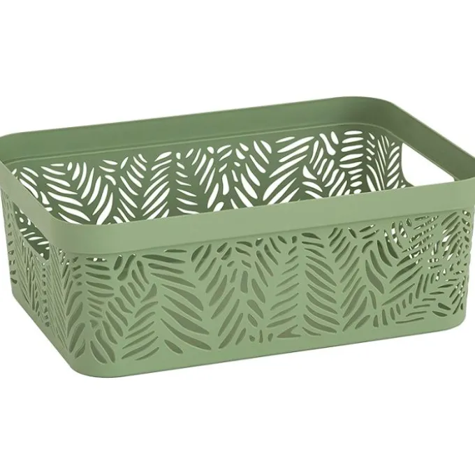 Contenitore jungle, 11 lt, 35,5x26xh.13,5 cm, utile per armadi, scaffali o armadietti, colore salvia o tortora
