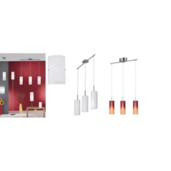 Eglo Lampadario sospensione modello troy 3 in metallo cromato e vetro bianco 3x60w e27