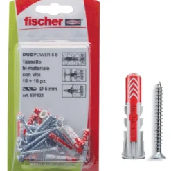 Fischer Tassello duopower 10 s k con vite, confezione 4 pezzi