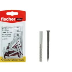 Fischer Tassello in nylon n 4 - 35 k con vite brunita, inserimento a percussione. confezione 25 pezzi