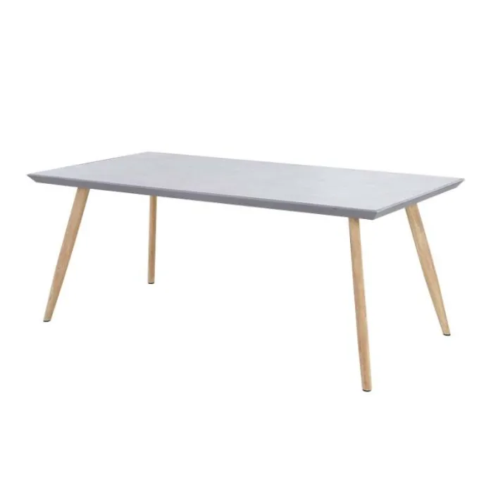 Gardenia Gardenia tavolo da giardino paros in acciaio effetto legno con piano in ceramica grigio 162x82h.74 cm
