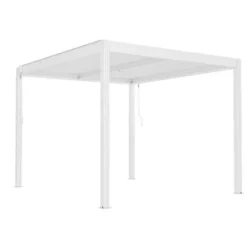 Gardenia Pergola Reviva 3x3,5m, alette orientabili in acciaio, struttura in alluminio bianco