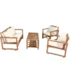 Gardenia Salotto Hanoi, in bambù composto da:1 tavolo 90x50xh.45 cm + 1 panca 115x65xh.72 cm + 2 poltrone 60x65xh.72 cm, tessuto colore ecru 300gr/m2