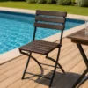 Gardenia Sedia da giardino pieghevole in resina effetto legno, 44x47,5xh.88 cm, marrone