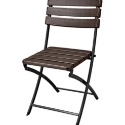 Gardenia Sedia da giardino pieghevole in resina effetto legno, 44x47,5xh.88 cm, marrone