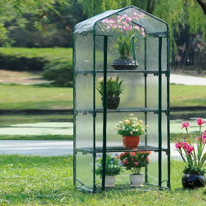 Gardenia Serra 4 ripiani, 69x49xh.160 cm, telo in pvc trasparente 0,10 mm