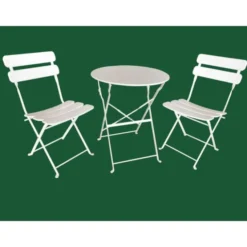 Gardenia Set Bistro' Denver in metallo - tavolo + 2 sedie - colore bianco