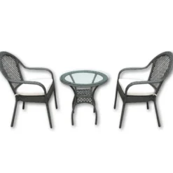 Gardenia Set bistro' jesolo in polyrattan, tavolo 60x60xh.60 cm, 2 sedie 53x60xh.891 cm
