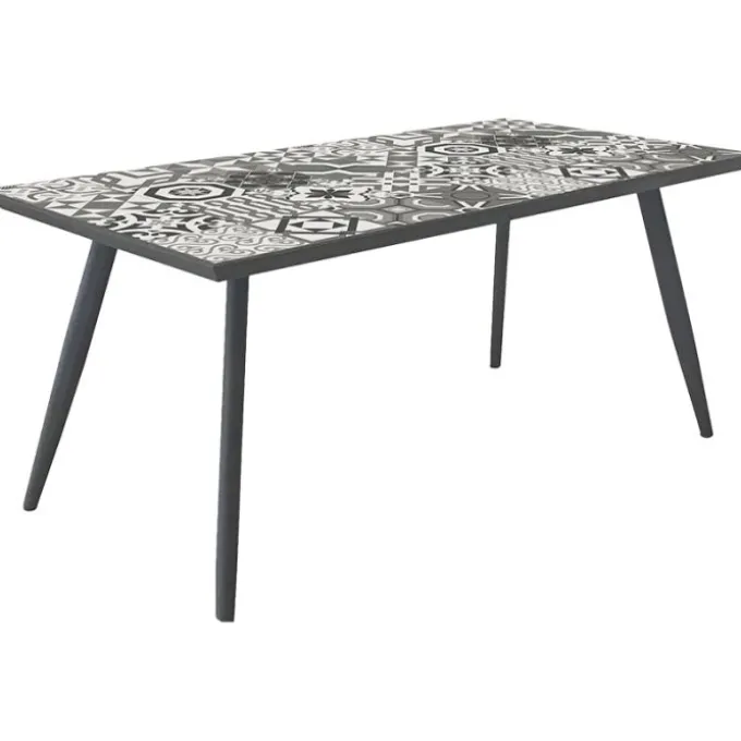 Gardenia Tavolo Bohemian, struttura in acciaio, top in ceramica, 162x82xh.73 cm