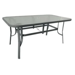 Gardenia Tavolo da giardino creta, top in vetro, struttura in metallo, 150x90 cm