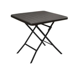 Gardenia Tavolo in resina, pieghevole, 78x78xh.74 cm, effetto legno, colore marrone