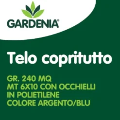 Gardenia Telo copritutto occhiellato, 6x10 mt, argento/blu