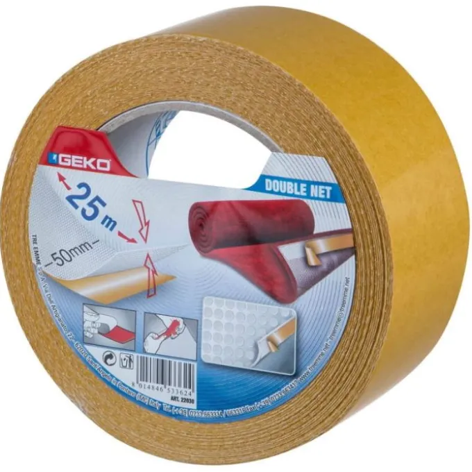 Geko Nastro biadesivo mm 50 x 25 mt, con garza