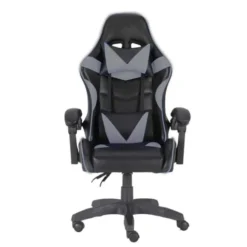 Gloxy Sedia gaming girevole, ergonomica, altezza regolabile, con poggiatesta e supporto lombare, colore nera e grigia