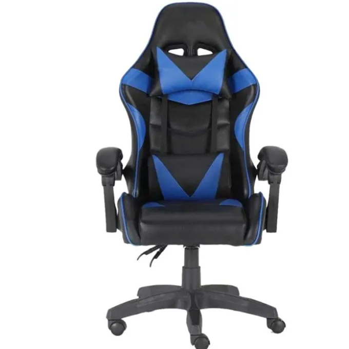 Gloxy Sedia gaming girevole, ergonomica, altezza regolabile, colore nera e blu