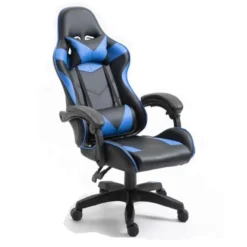Gloxy Sedia gaming girevole, ergonomica, altezza regolabile, colore nera e blu