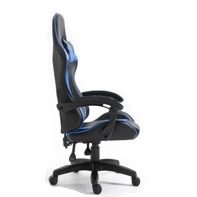 Gloxy Sedia gaming girevole, ergonomica, altezza regolabile, colore nera e blu