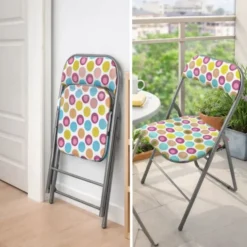 Gloxy Sedia pieghevole polo acciaio e pvc pois colorati