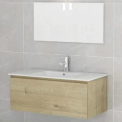 Idrak Mobile bagno mete 100 rovere chiaro con applique