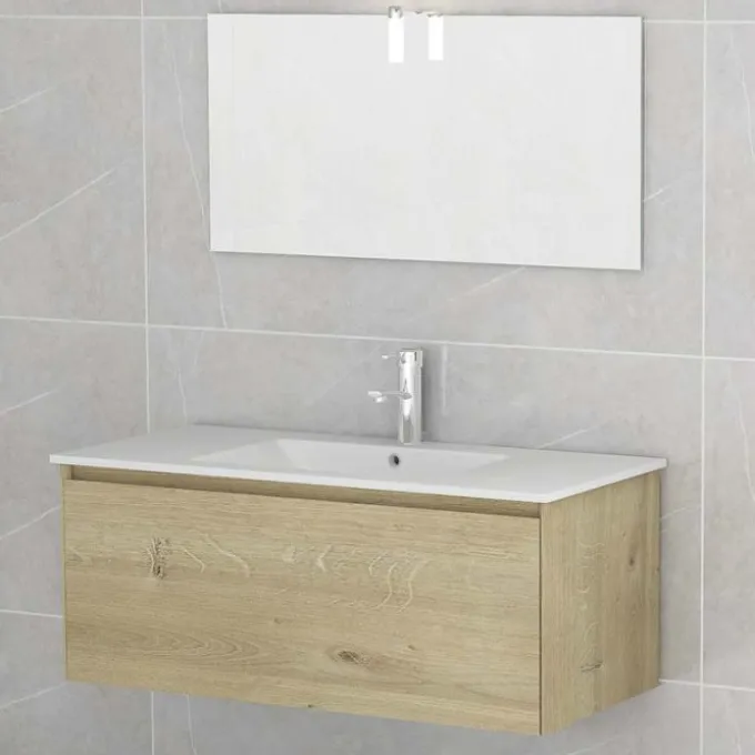 Idrak Mobile bagno mete 100 rovere chiaro con applique