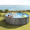 Intex Piscina fuori terra frame prisma greywood, Ø 457x122 cm, effetto legno grigio
