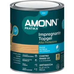 J.f.amonn Impregnante amonn topgel base acqua, impregna, decora e impermeabilizza le superfici di legno, 750 ml, incolore