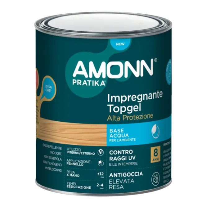 J.f.amonn Impregnante topgel base acqua, impregna, decora e impermeabilizza le superfici di legno, 750 ml noce scuro