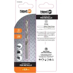 Mayota Punta trapano per ferro hss rettificata, Ø 2,5 mm x 57 mm, cf. 3 pezzi