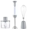 Melchioni Frullatore a immersione con piede in acciaio, tritatutto, sbattitore e bicchiere 400w